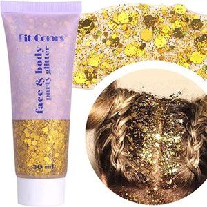 Gold Body Glitter, Face Glitter Gel, Mermaid Sequins Lip Eye Nails Hair Body Gli